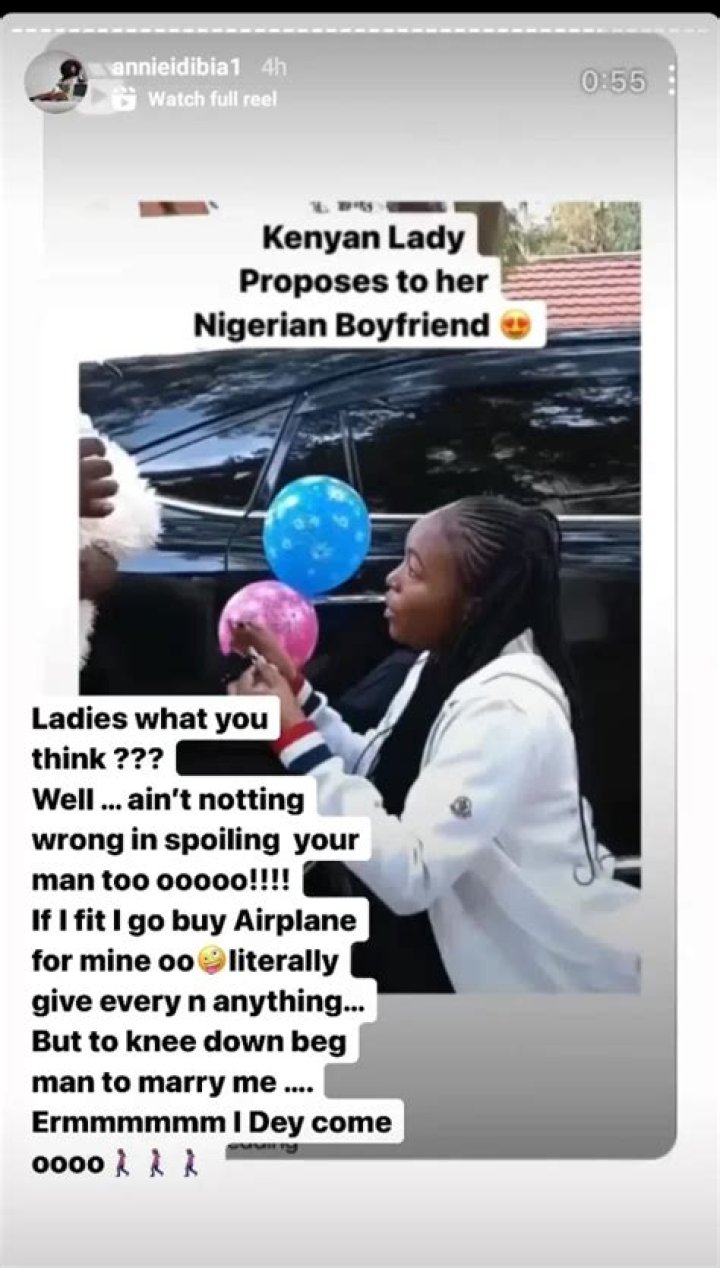 
Annie Idibia Reacts As Kenyan Lady Proposes To Her Nigerian Boyfriend With A Car 