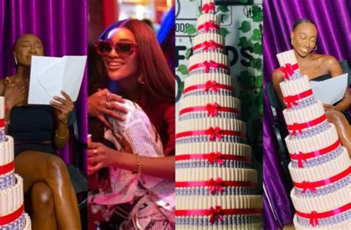 
Doyin Sheds Tears As Beauty Surprises Her With Huge Money Cake And An Emotional Letter 
