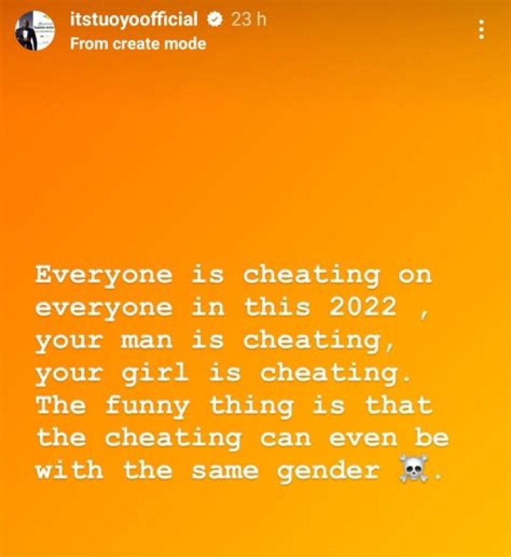 
“Everyone Is Cheating In This 2022”- BBNaija’s Tuoyo Asserts 