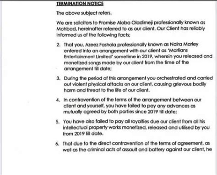 
Mohbad Has Issued A Notice Of Termination To His Label Marlian Music 