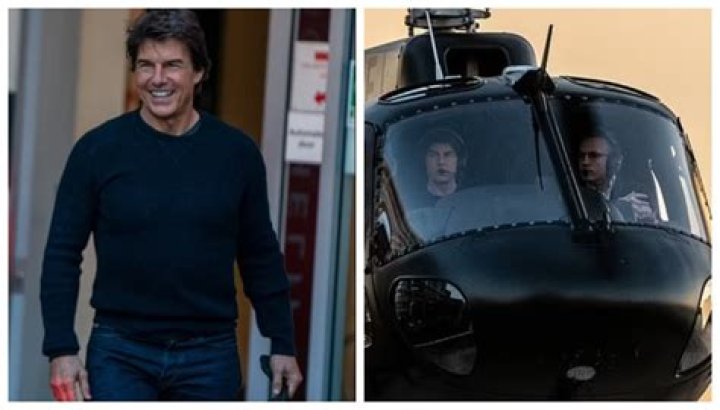 
Tom Cruise lives up to his action star credentials as he arrived in London via helicopter 
